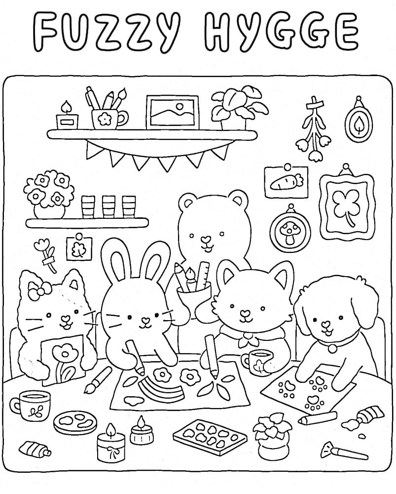 Coloriage Fuzzy Hygge Pour les Enfants de 2 Ans