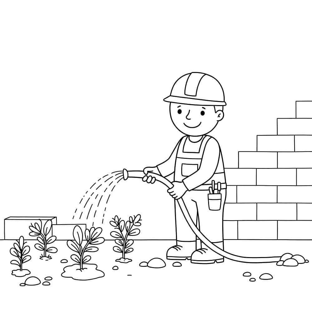 Coloriage Gratuit Chantier Pour les Enfants