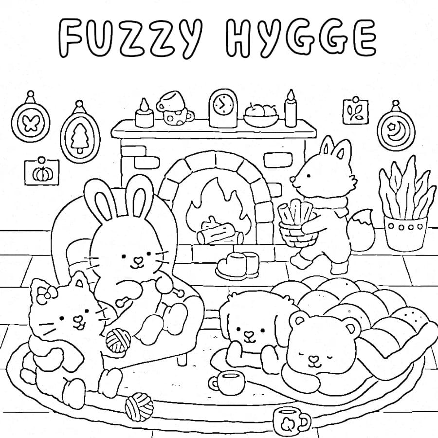Coloriage Gratuit Fuzzy Hygge Pour les Enfants