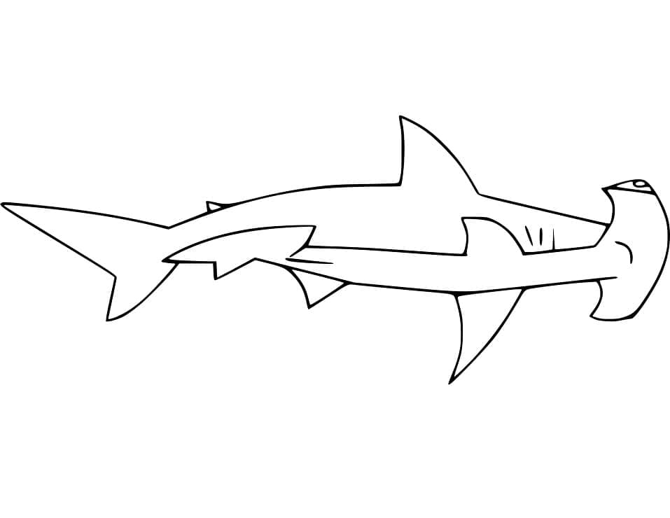 Coloriage Gratuit Requin-marteau Pour les Enfants