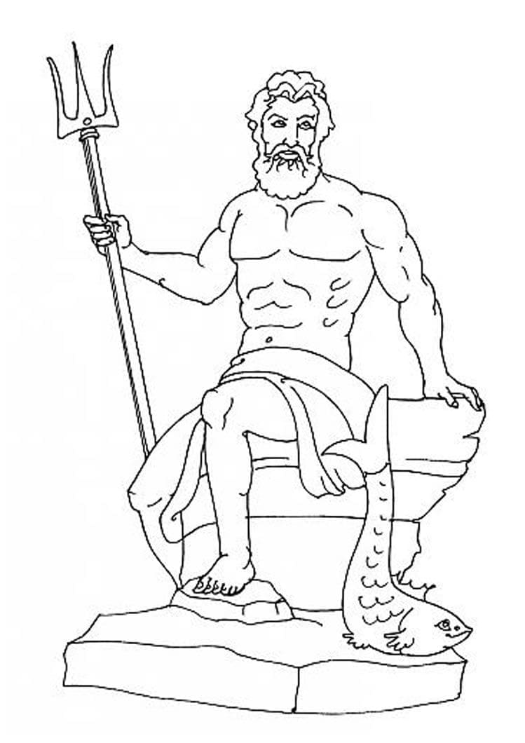 Coloriage Grecs Antiques Poséidon