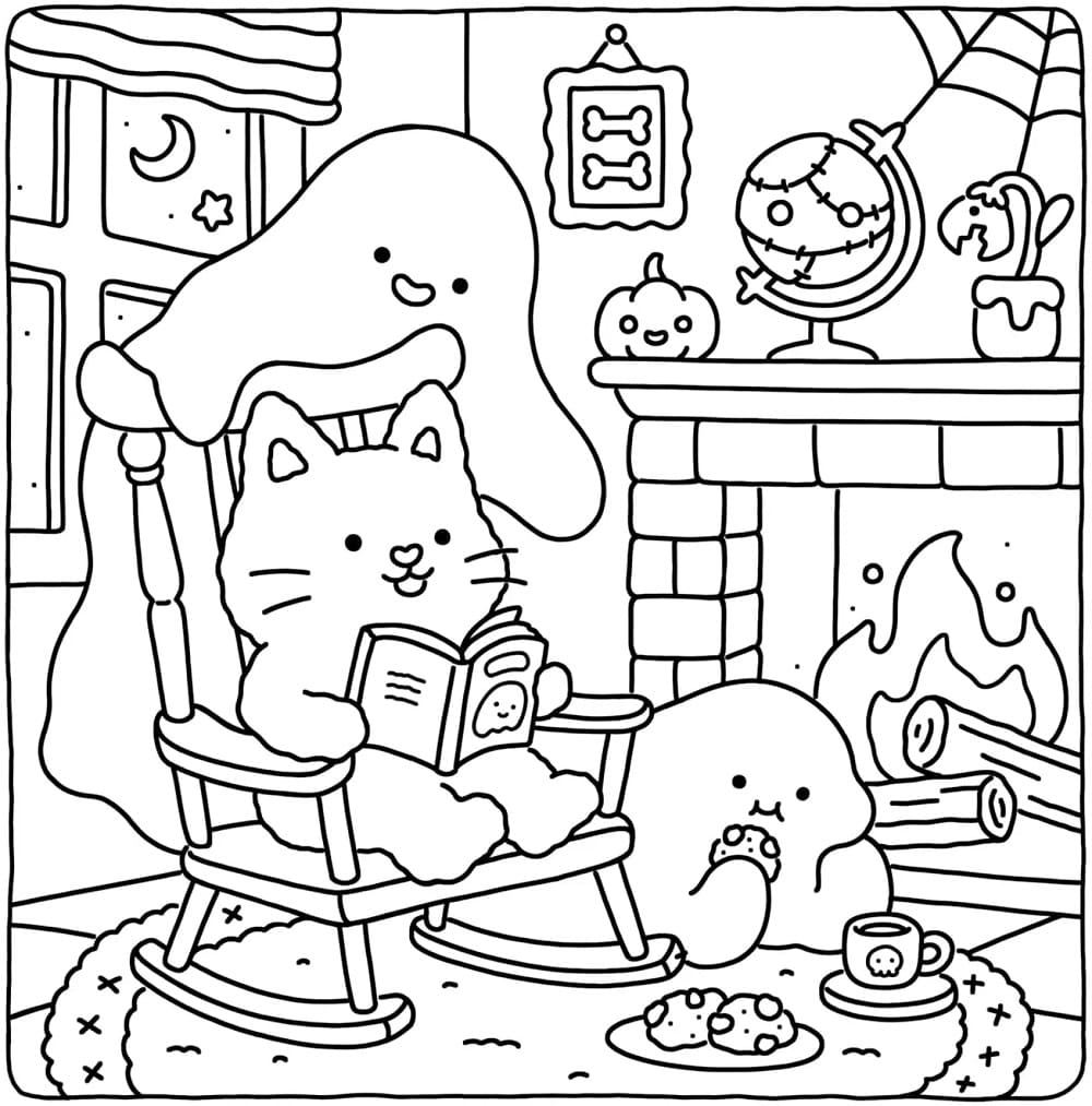 Coloriage Halloween Fuzzy Hygge