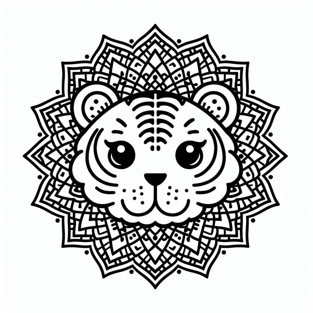 Coloriage Imprimable Gratuit Tigre Mandala Pour les Adultes