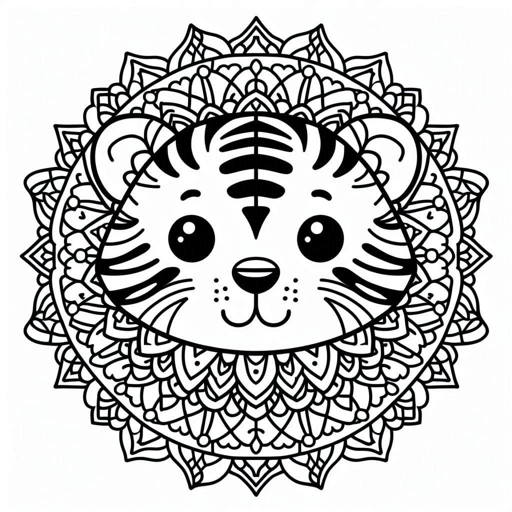 Coloriage Imprimable Gratuit Tigre Mandala
