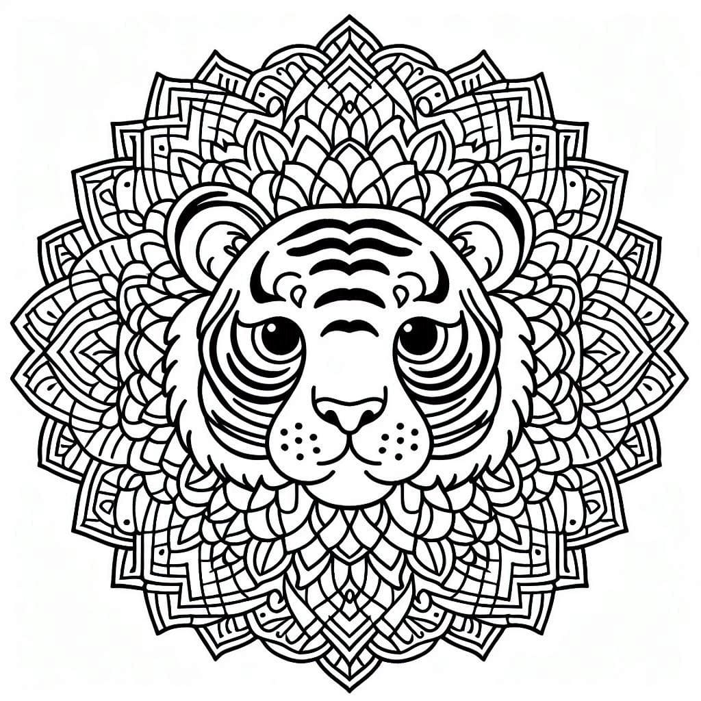 Coloriage Imprimable Tigre Mandala