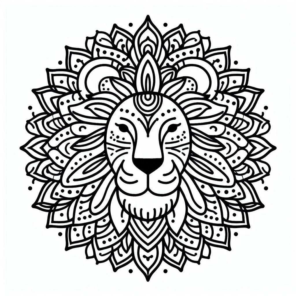 Coloriage Incroyable mandala de lion