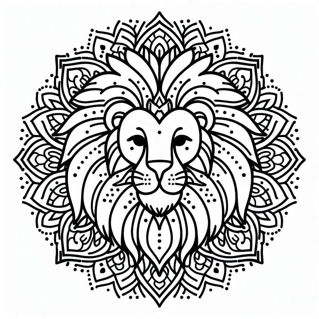Coloriage Incroyable mandala lion