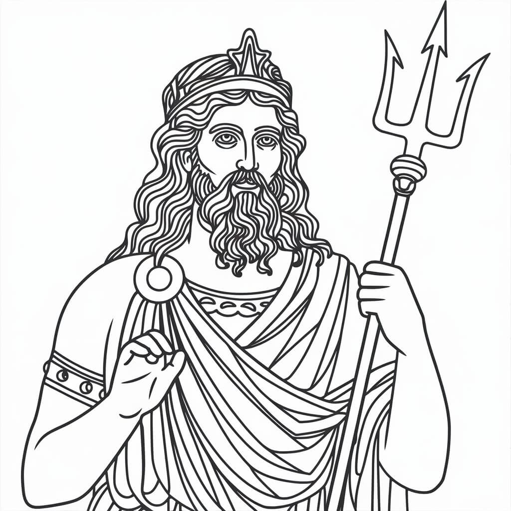 Coloriage Le Dieu Poséidon