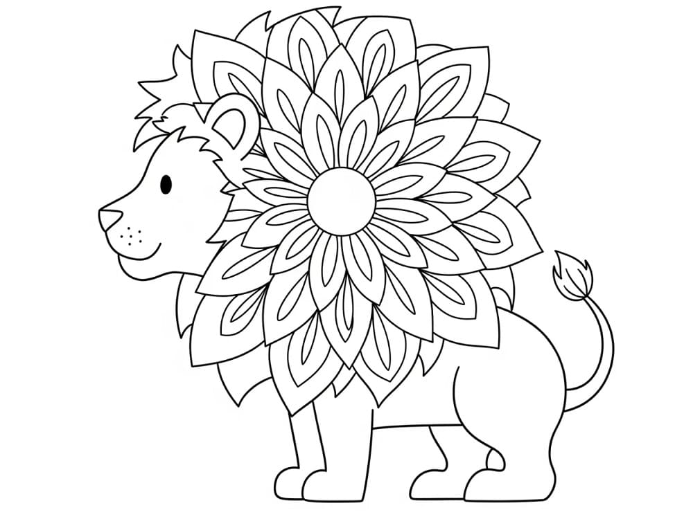 Coloriage Magnifique Mandala Lion