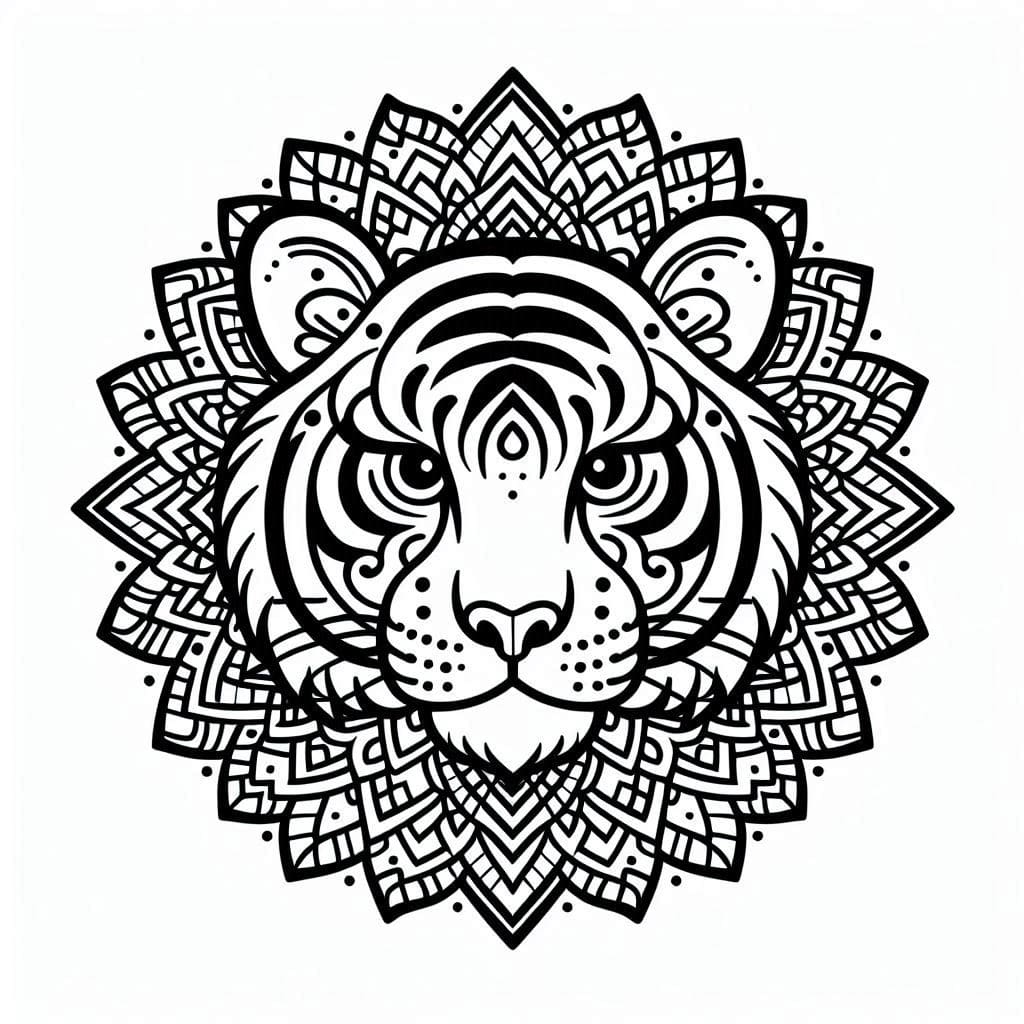 Coloriage Mandala de tigre