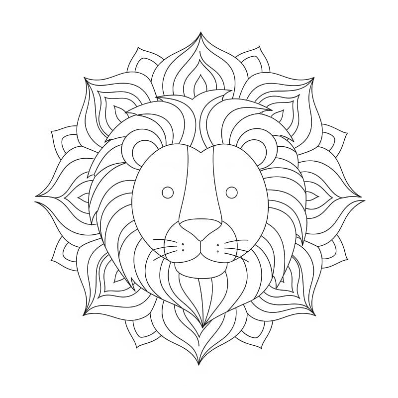 Coloriage Mandala Lion Gratuit Pour les Adultes