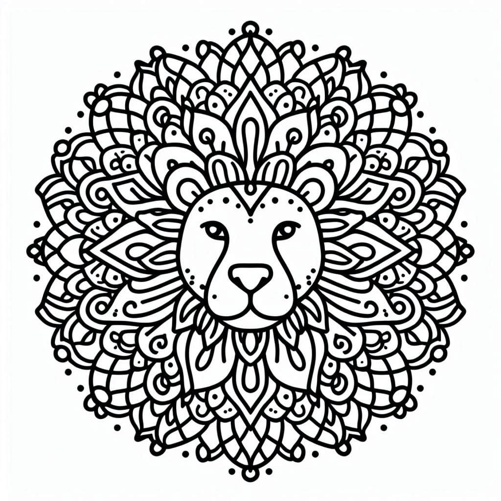 Coloriage Mandala Lion Gratuit