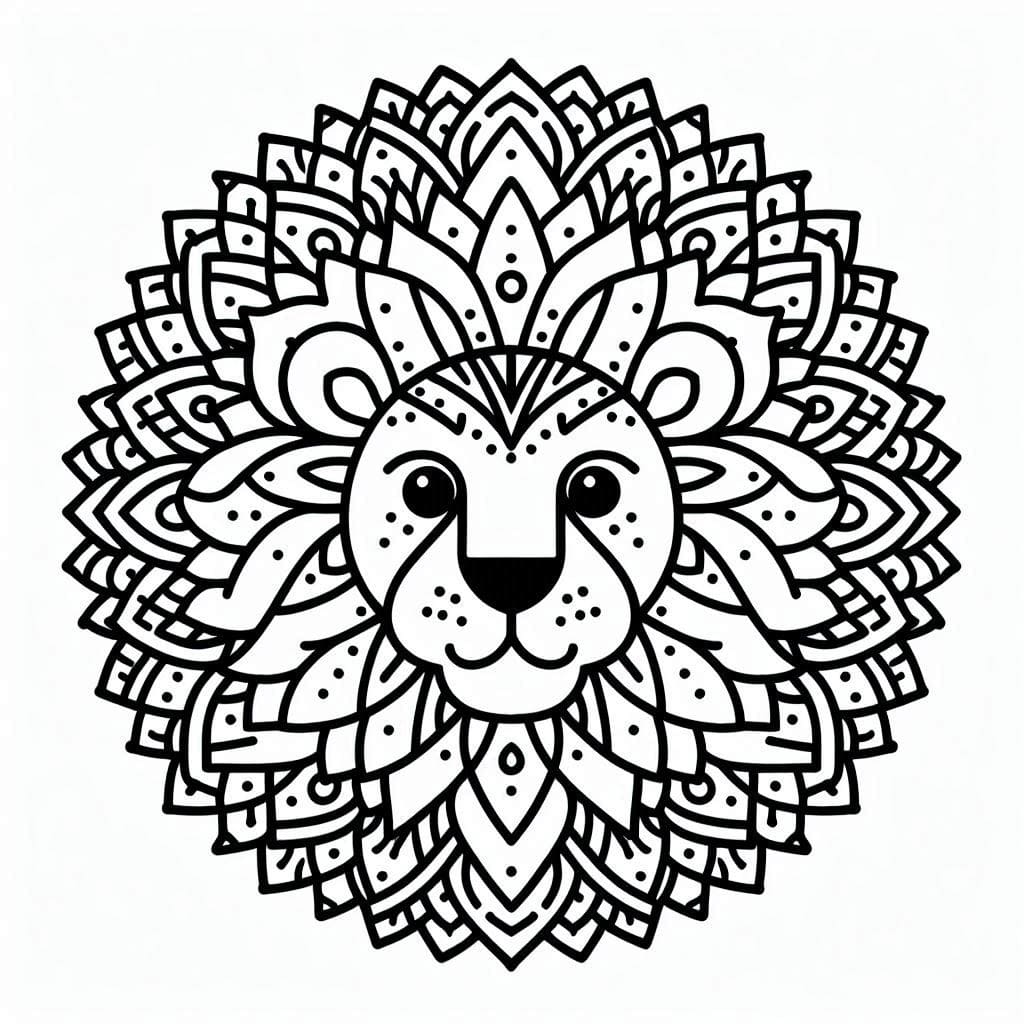 Coloriage Mandala Lion Imprimable Pour Adultes