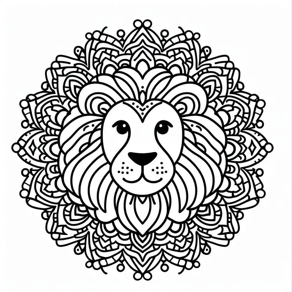 Coloriage Mandala Lion Imprimable