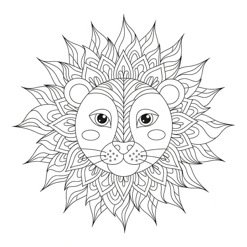 Coloriage Mandala Lion Pour Adultes