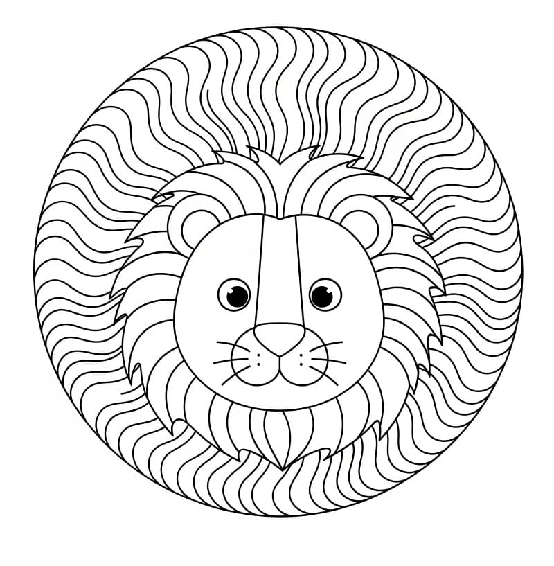 Coloriage Mandala Lion Pour les Adultes