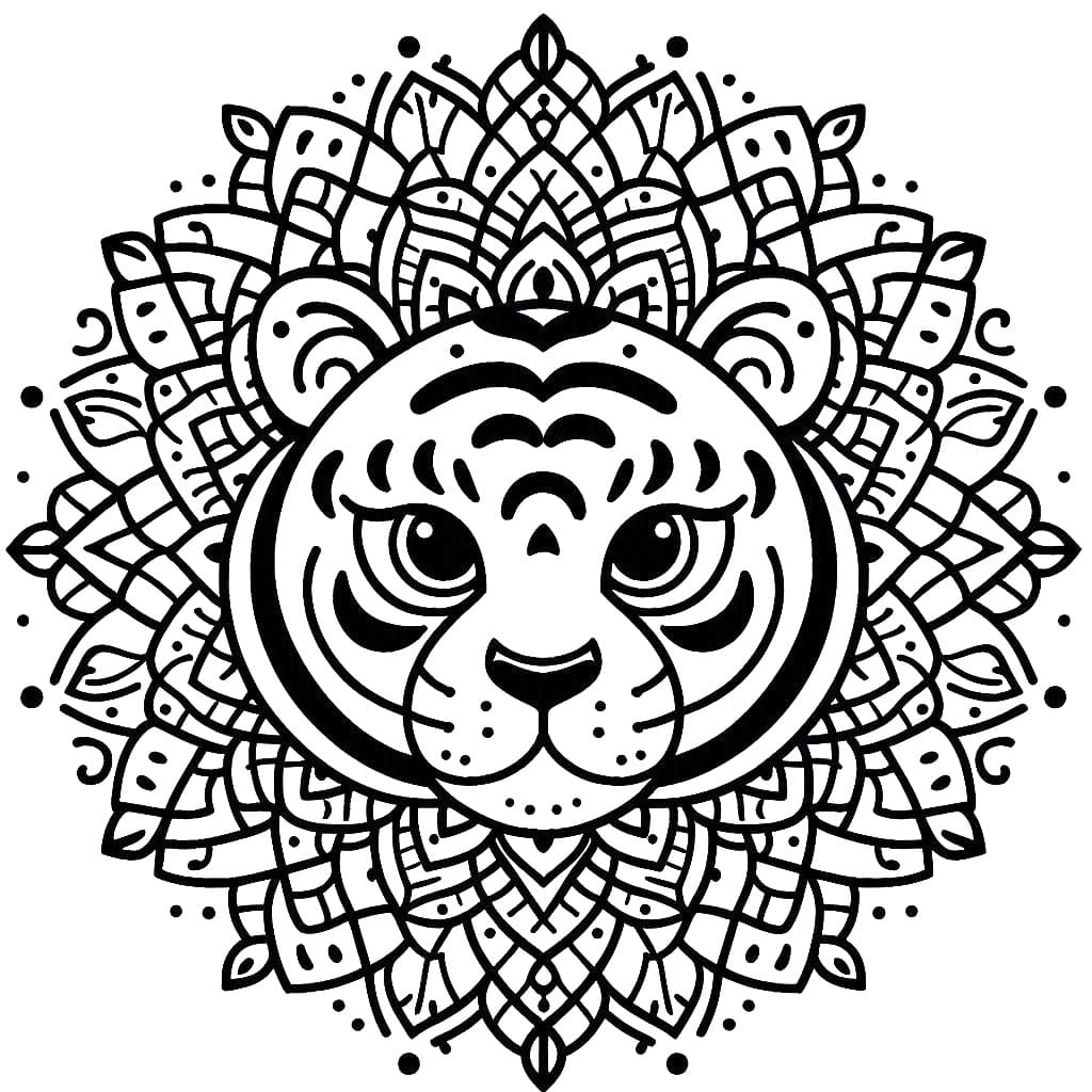 Coloriage Mandala tigre
