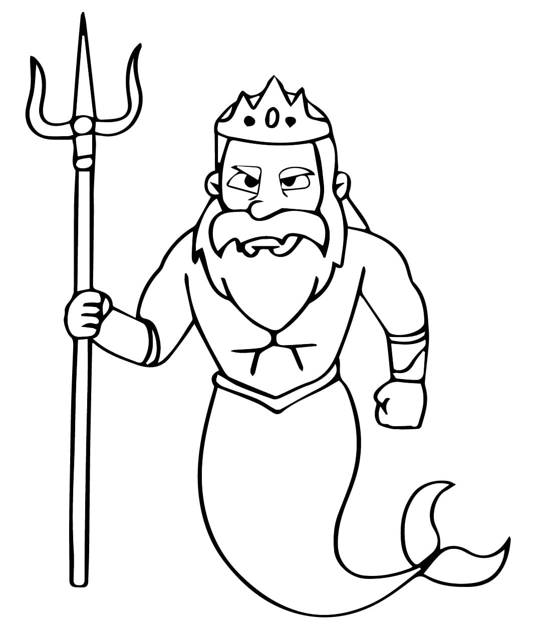Coloriage Poséidon le Dieu des Mers Grecs Antiques