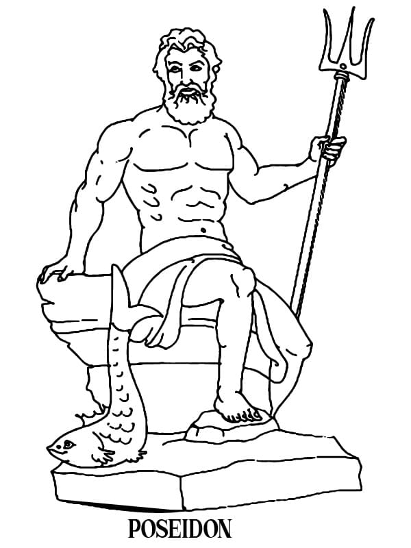 Coloriage Poséidon Le Dieu des Mers