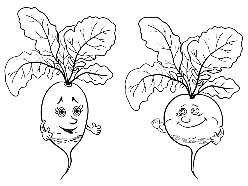 Coloriage Radis Amusants