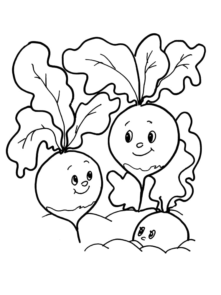 Coloriage Radis Mignons