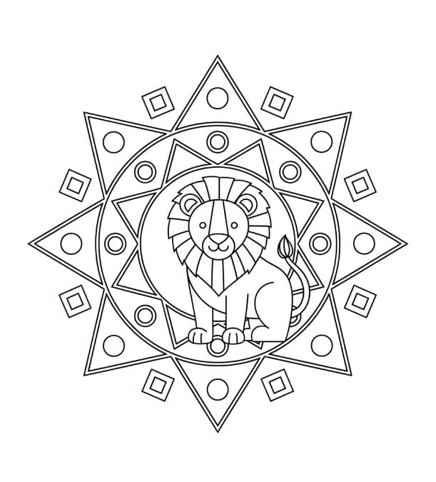 Coloriage Mandala Lion
