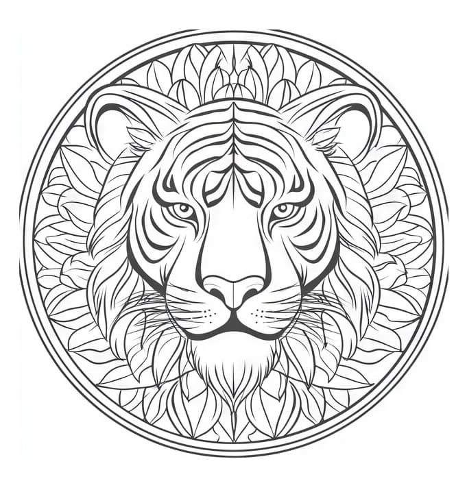 Coloriage Superbe mandala de tigre