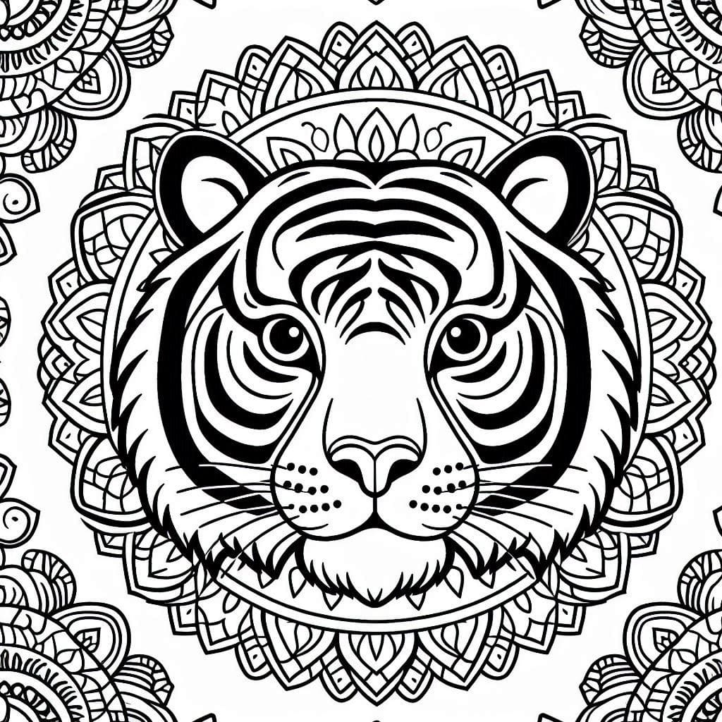Coloriage Tigre Mandala 1
