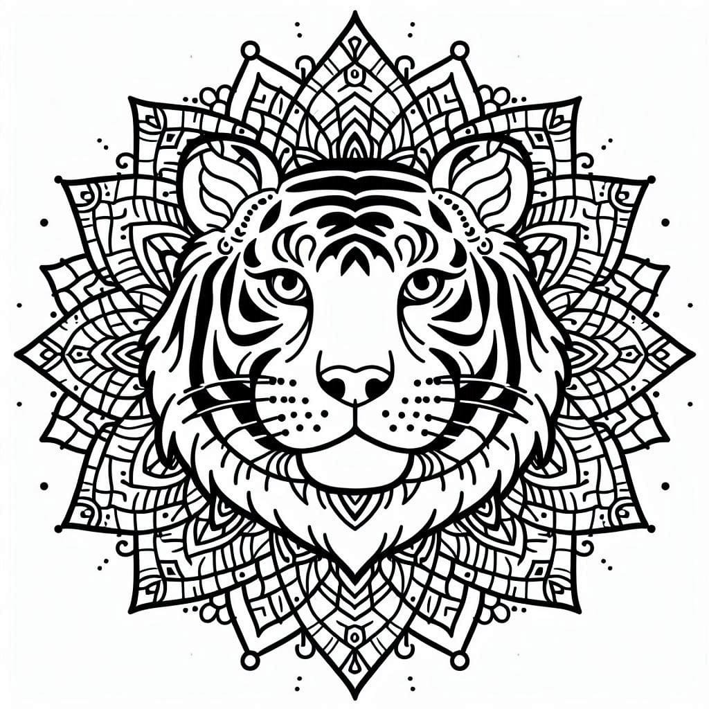 Coloriage Tigre Mandala 2