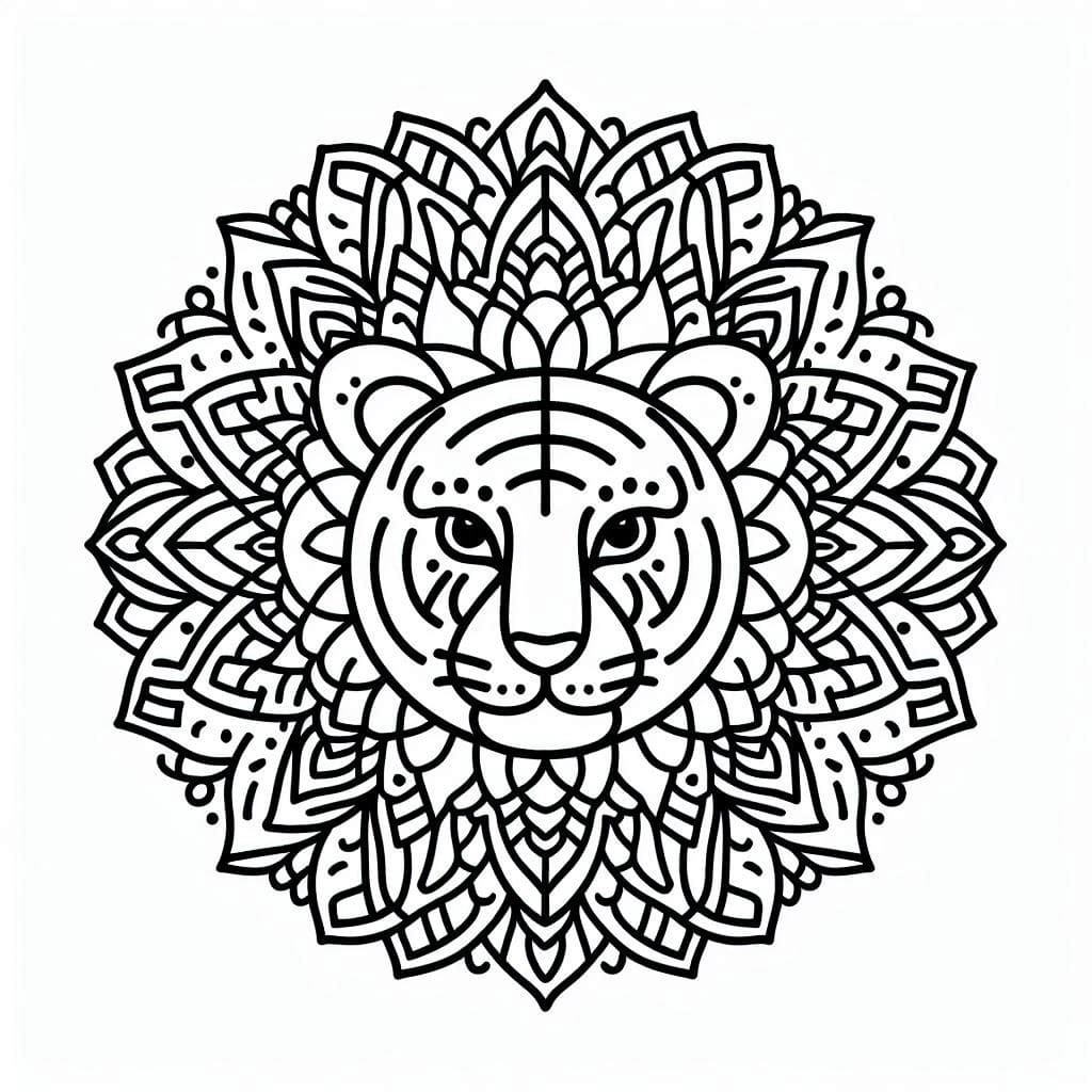 Coloriage Tigre Mandala 3