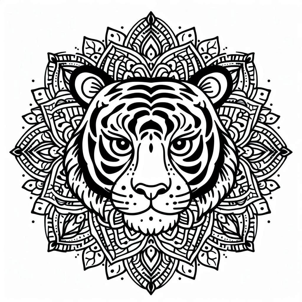 Coloriage Tigre Mandala 4