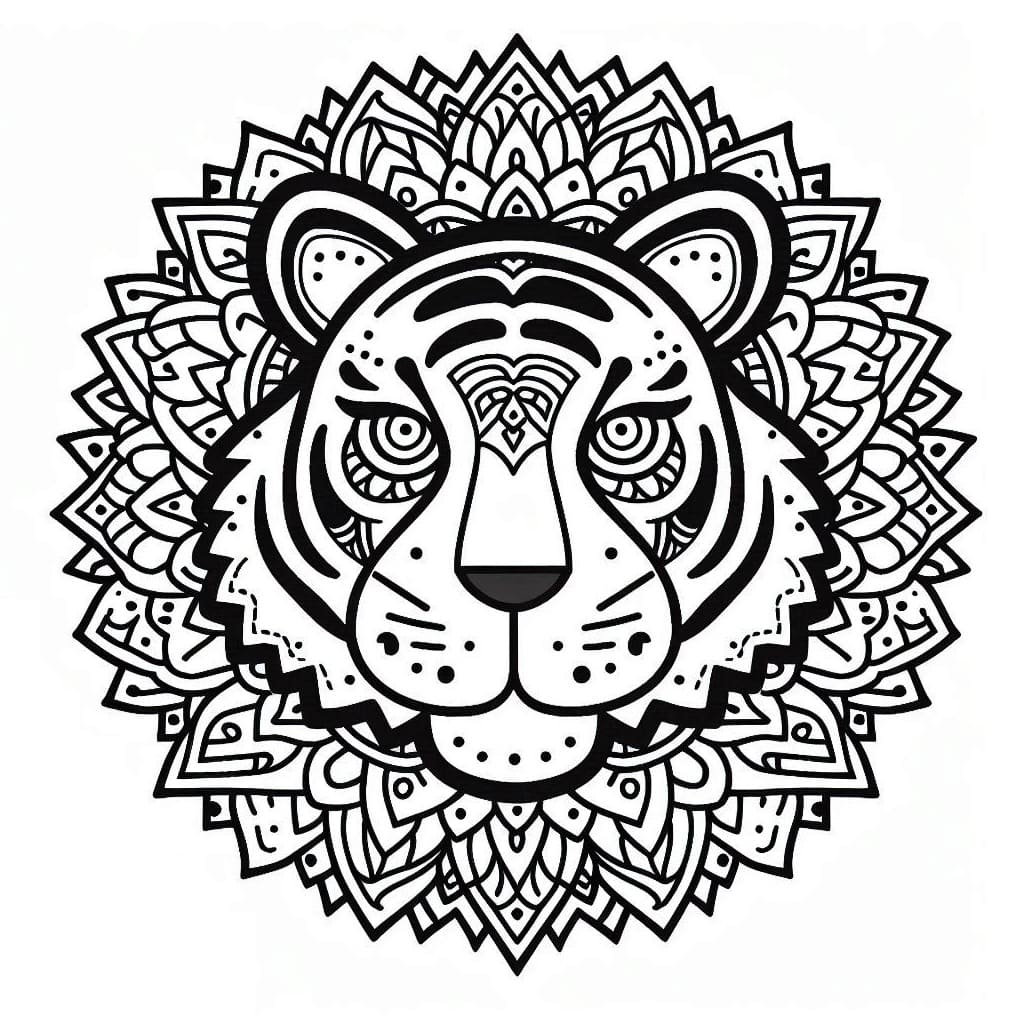 Coloriage Tigre Mandala 5