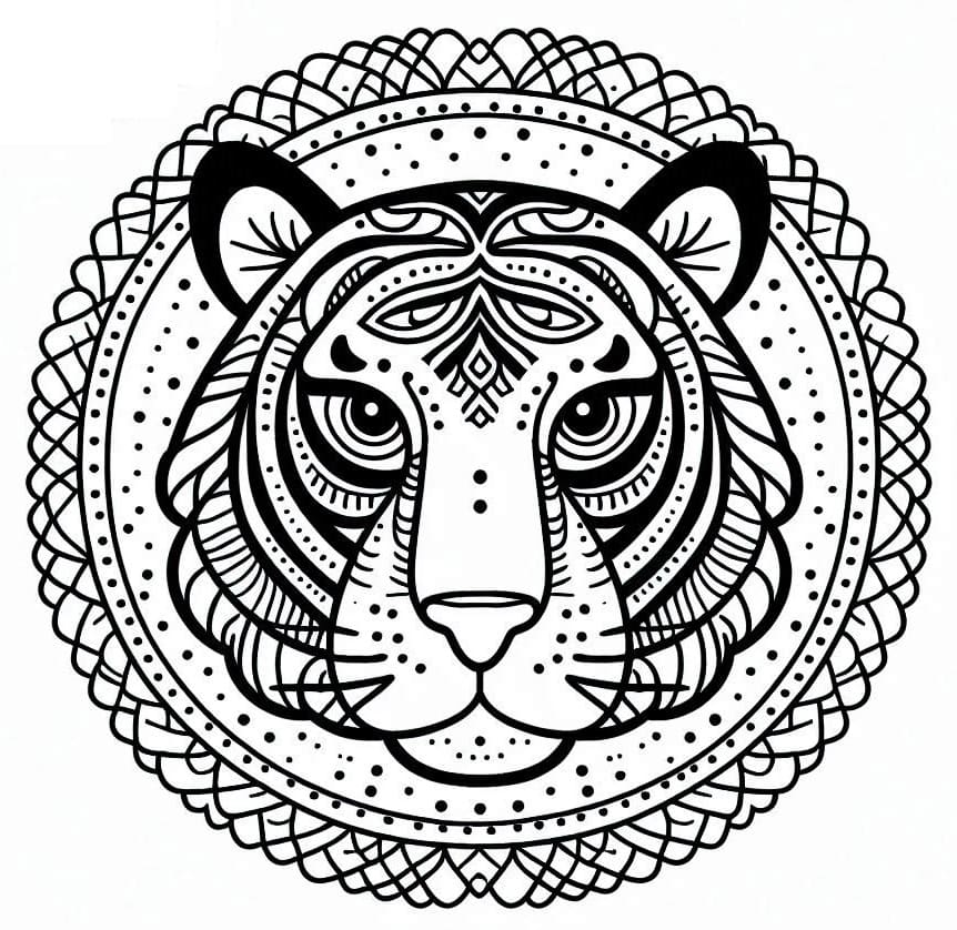 Coloriage Tigre Mandala 6