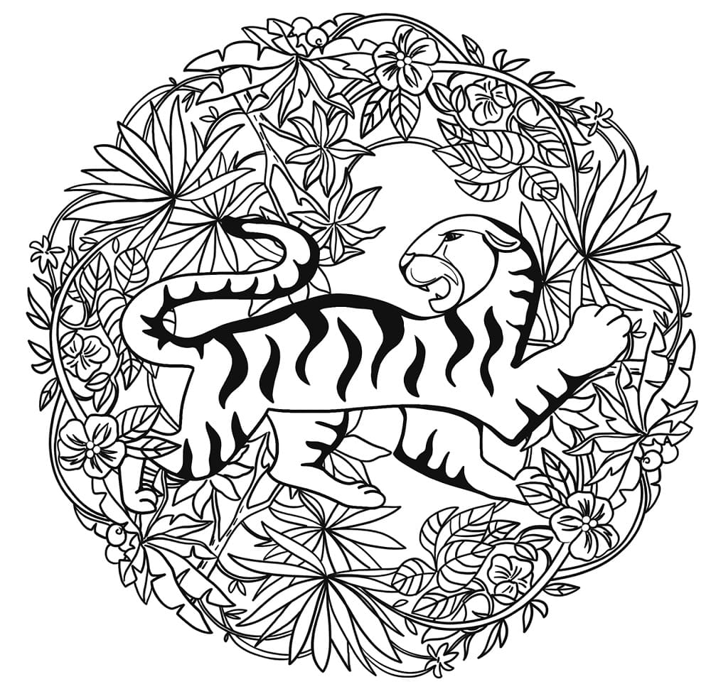 Coloriage Tigre Mandala Gratuit Pour les Adultes