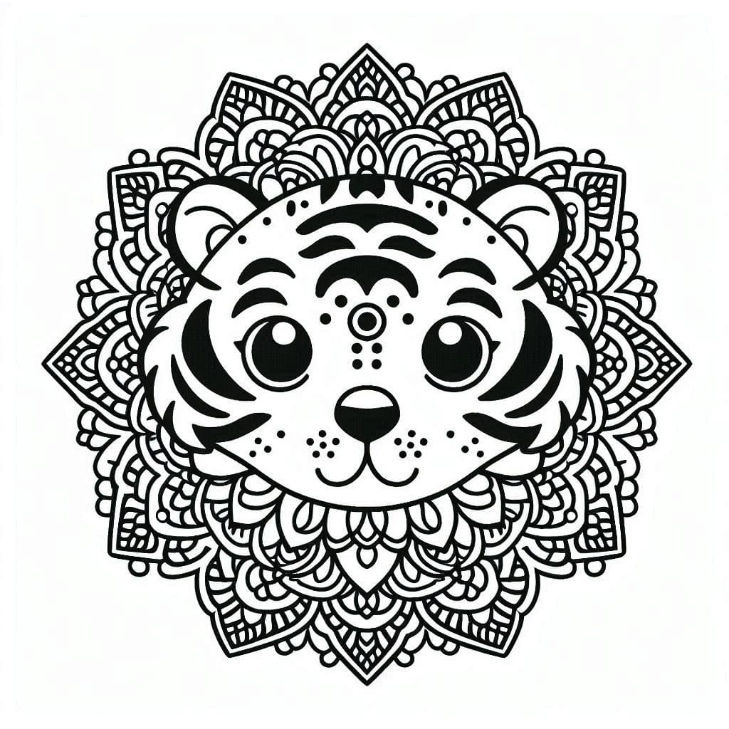 Coloriage Tigre Mandala Gratuit