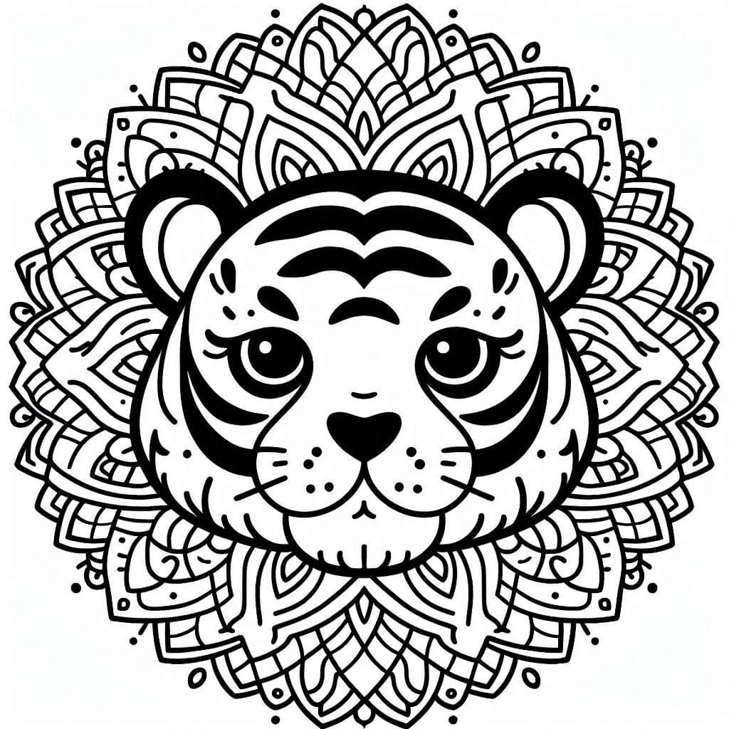 Coloriage Tigre Mandala Imprimable Gratuit