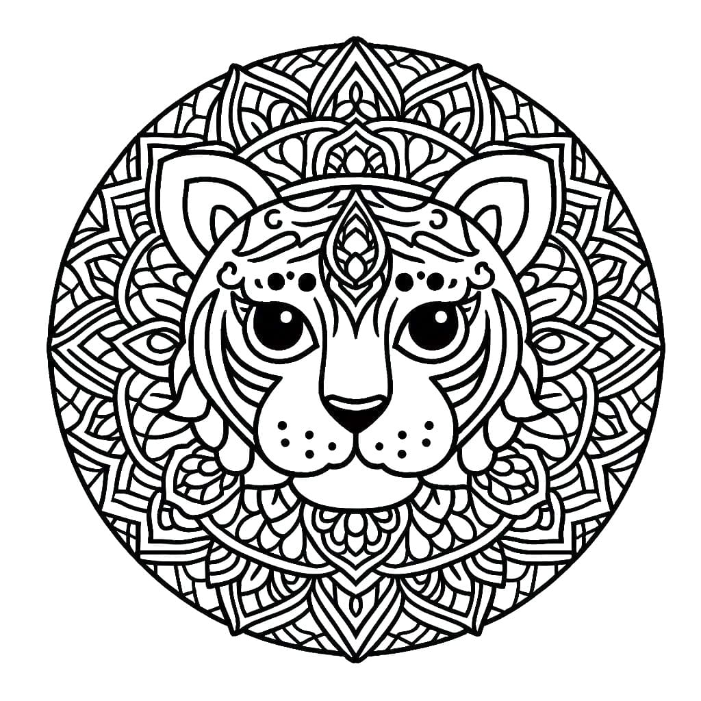 Coloriage Tigre Mandala Pour les Adultes