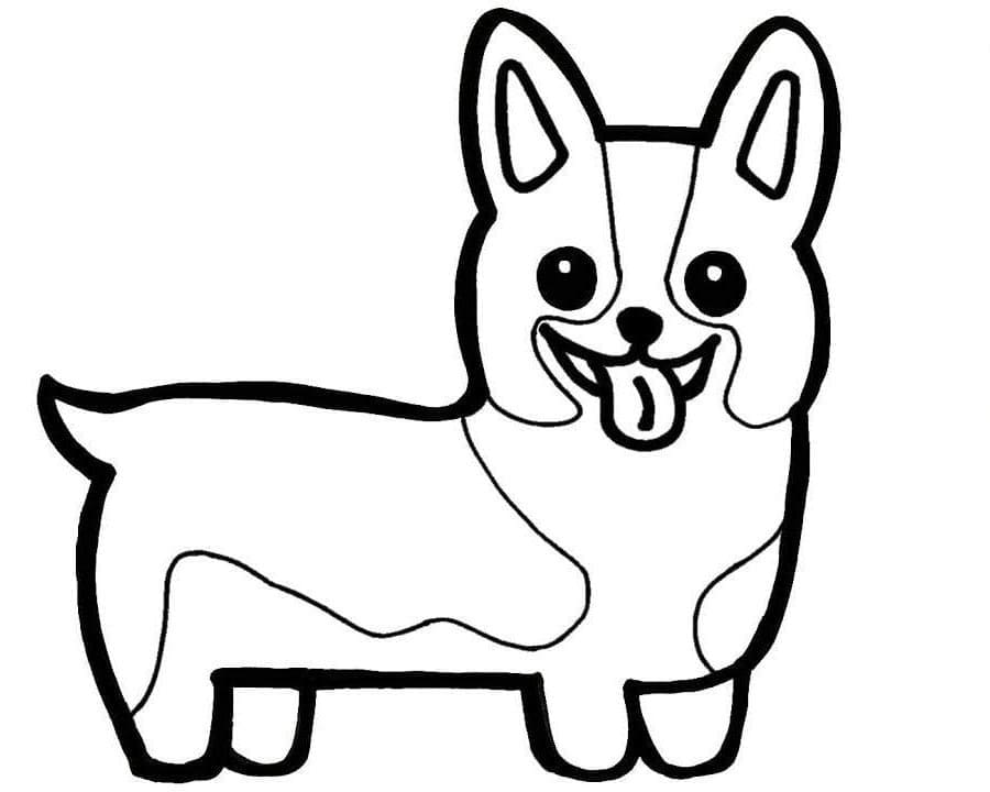 Coloriage Un Chien Corgi très Mignon