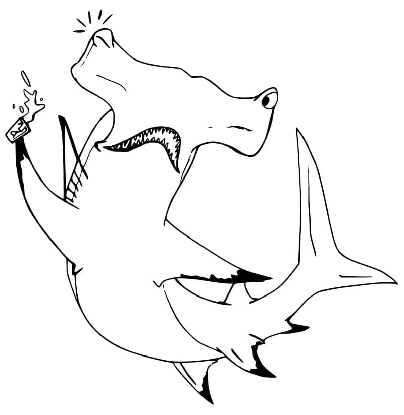 Coloriage Un drôle de requin-marteau