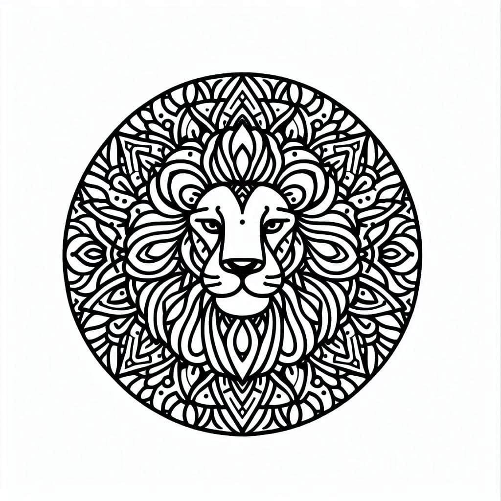Coloriage Un mandala lion