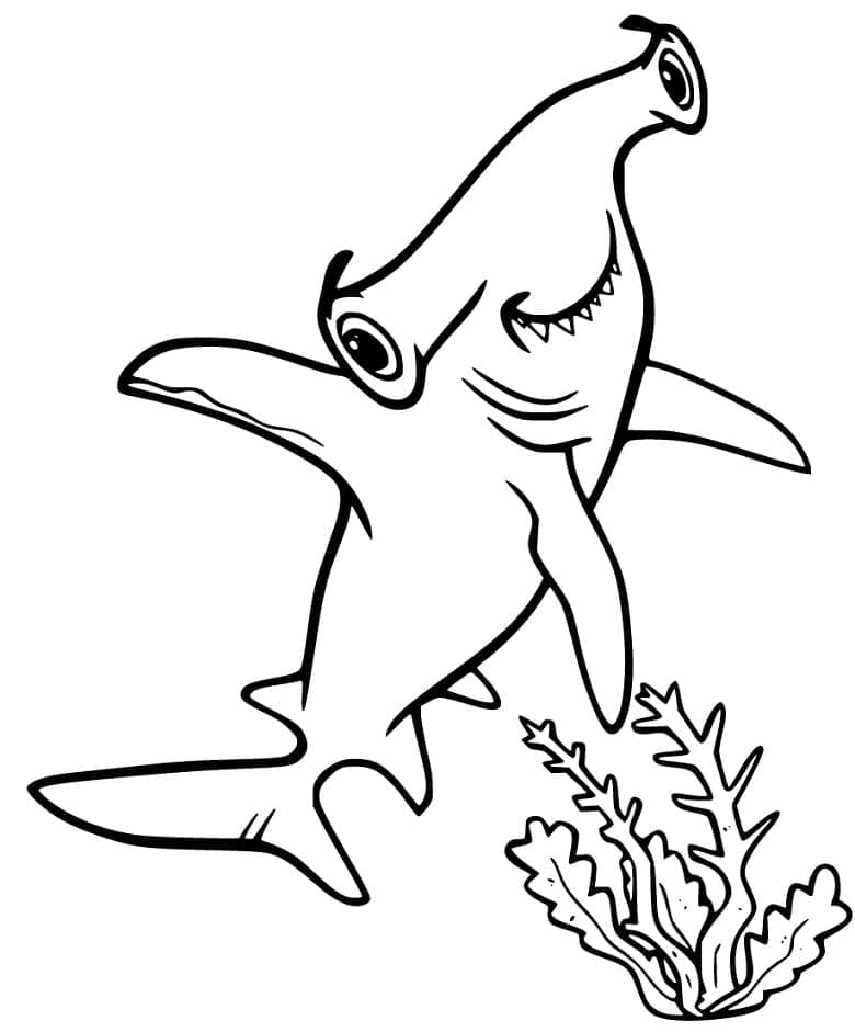 Coloriage Un Requin-marteau Heureux