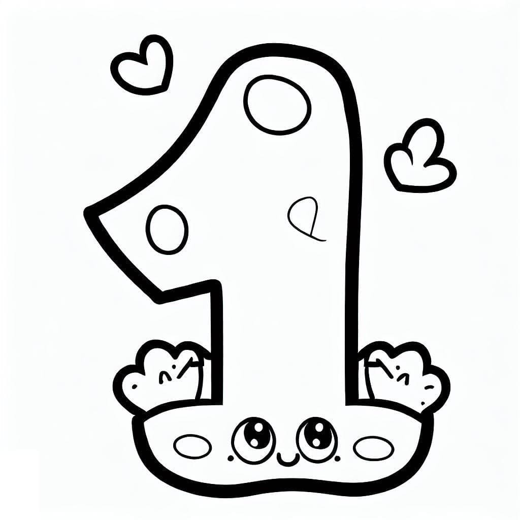 Coloriage Adorable Chiffre 1
