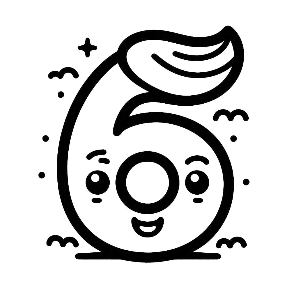 Coloriage Adorable Chiffre 6
