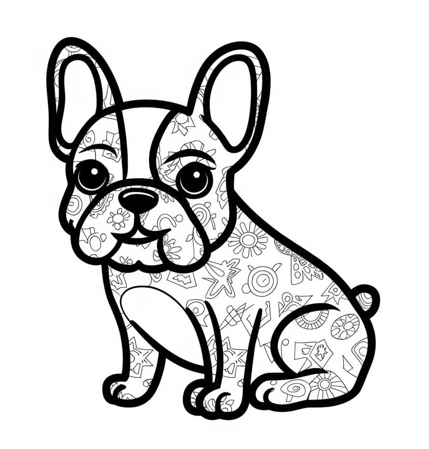Coloriage Bouledogue Français Gratuit Pour les Enfants