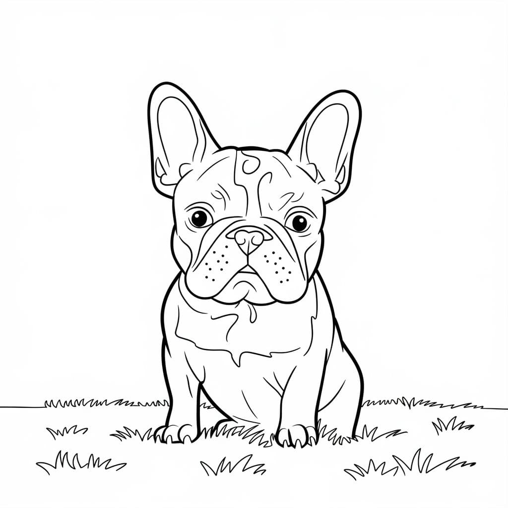 Coloriage Bouledogue Français Imprimable Gratuit Pour les Enfants