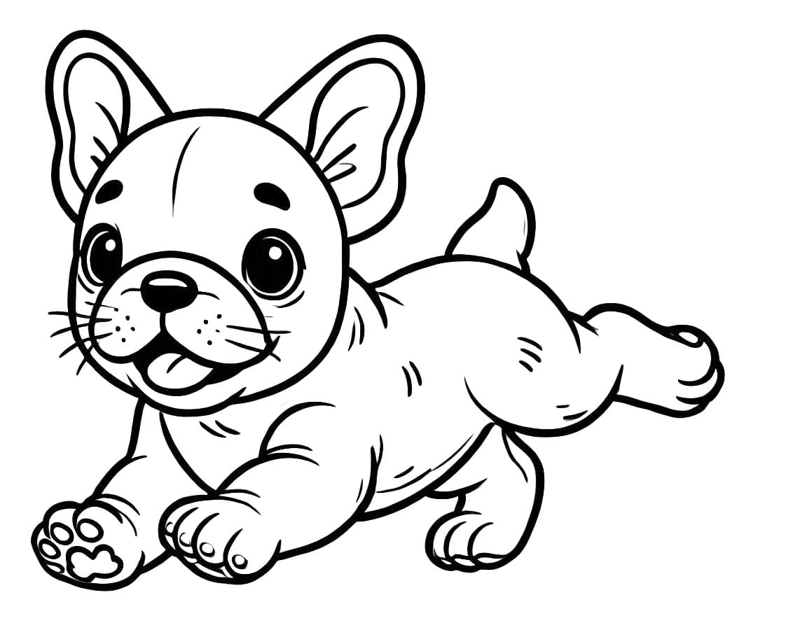 Coloriage Bouledogue Français Imprimable Pour les Enfants