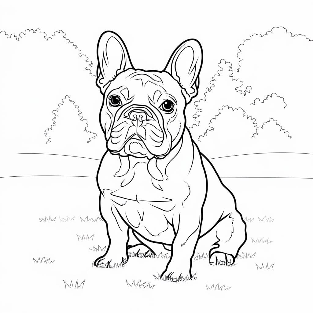 Coloriage Bouledogue Français Pour les Enfants de 1 An