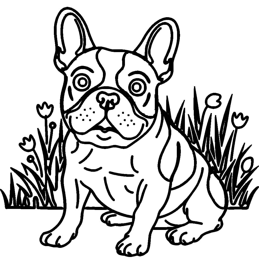 Coloriage Bouledogue Français Pour les Enfants de 2 Ans