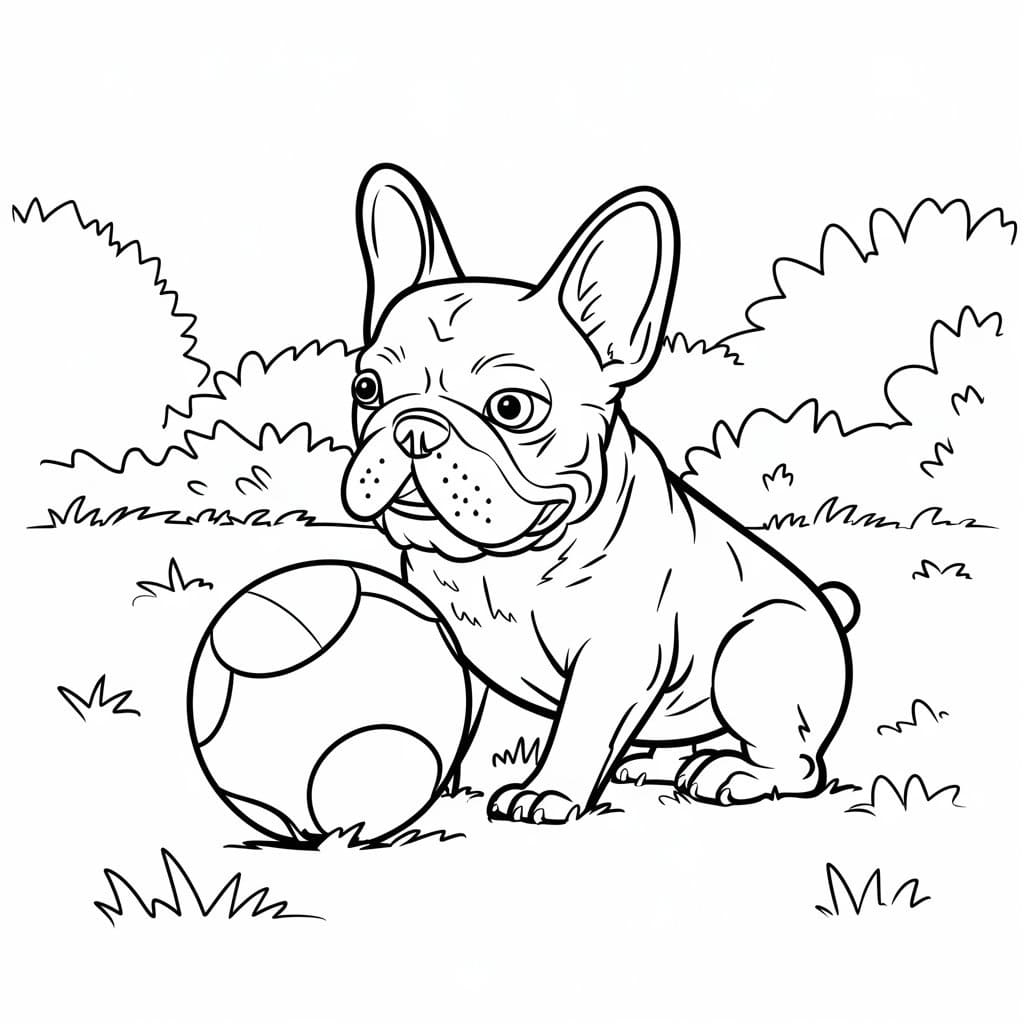Coloriage Bouledogue Français Pour les Enfants de 3 Ans