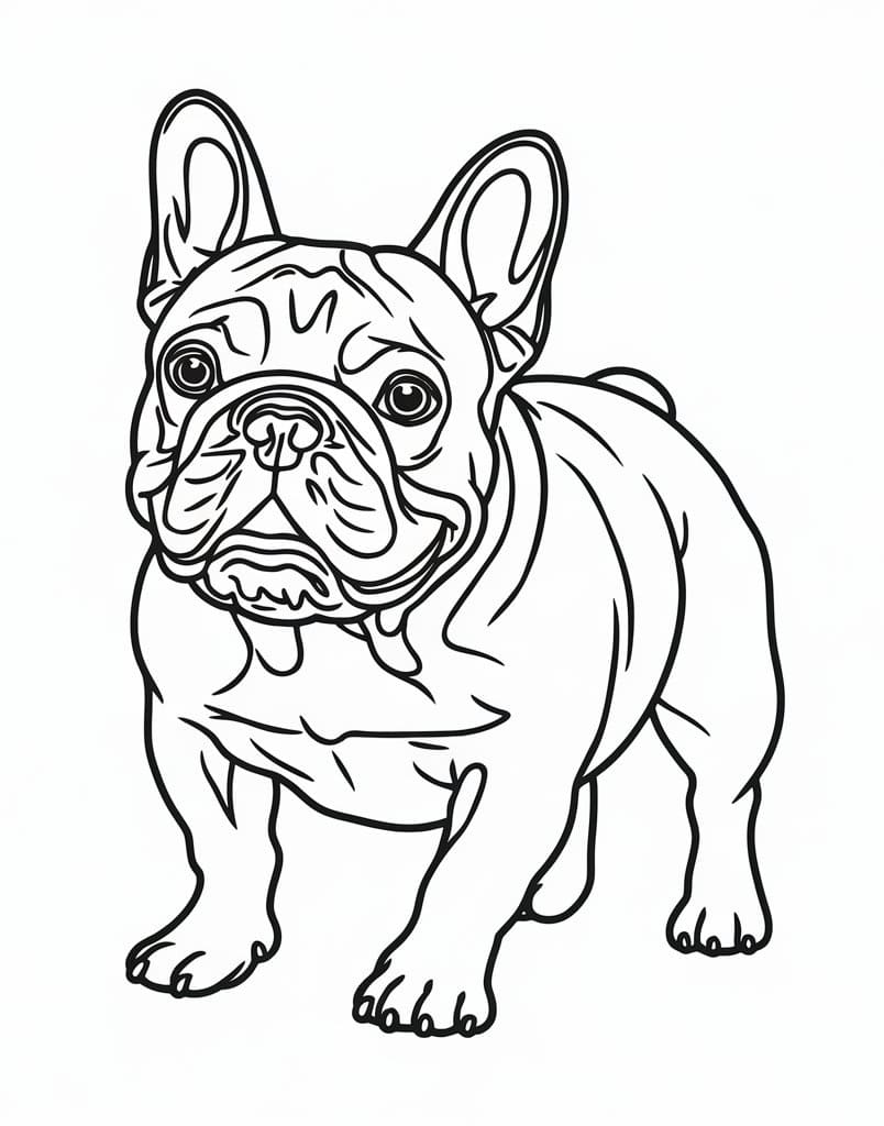 Coloriage Bouledogue Français Pour les Enfants de 4 Ans